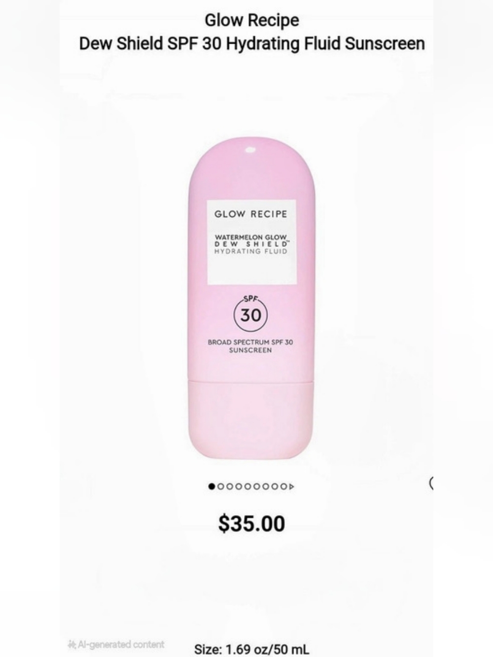 Glow Recipe Watermelon Glow Dew Shield Hydrating Fluid Sunscreen SPF 30 SPF 30
